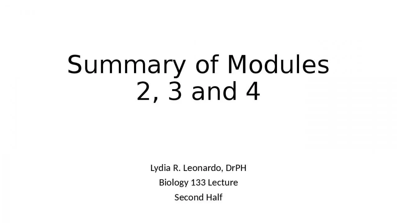 PPT-Summary of Modules 2, 3 and 4