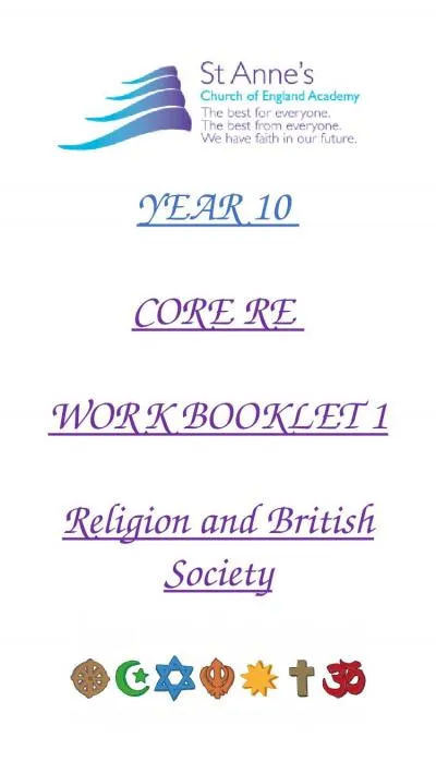 YEAR 10  CORE RE  WORK BOOKLET 1