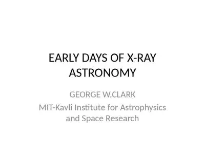 EARLY DAYS OF X-RAY ASTRONOMY