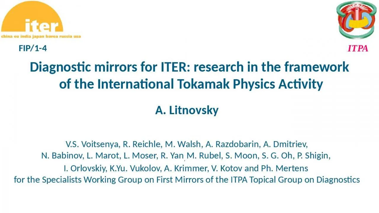 PPT-Diagnostic mirrors for ITER: research in the framework