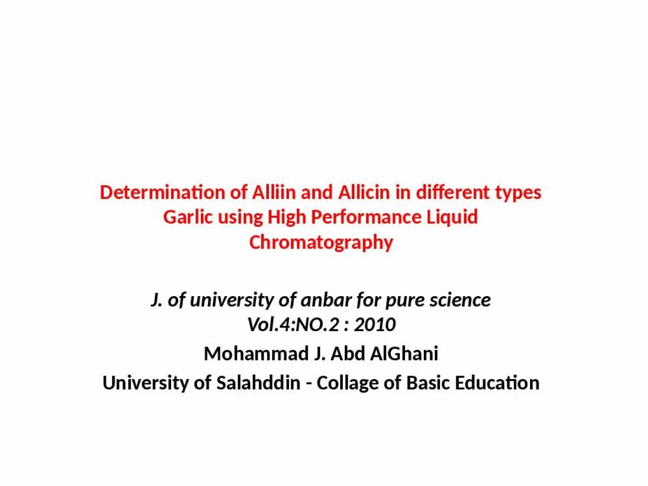 PPT-Determination of Alliin