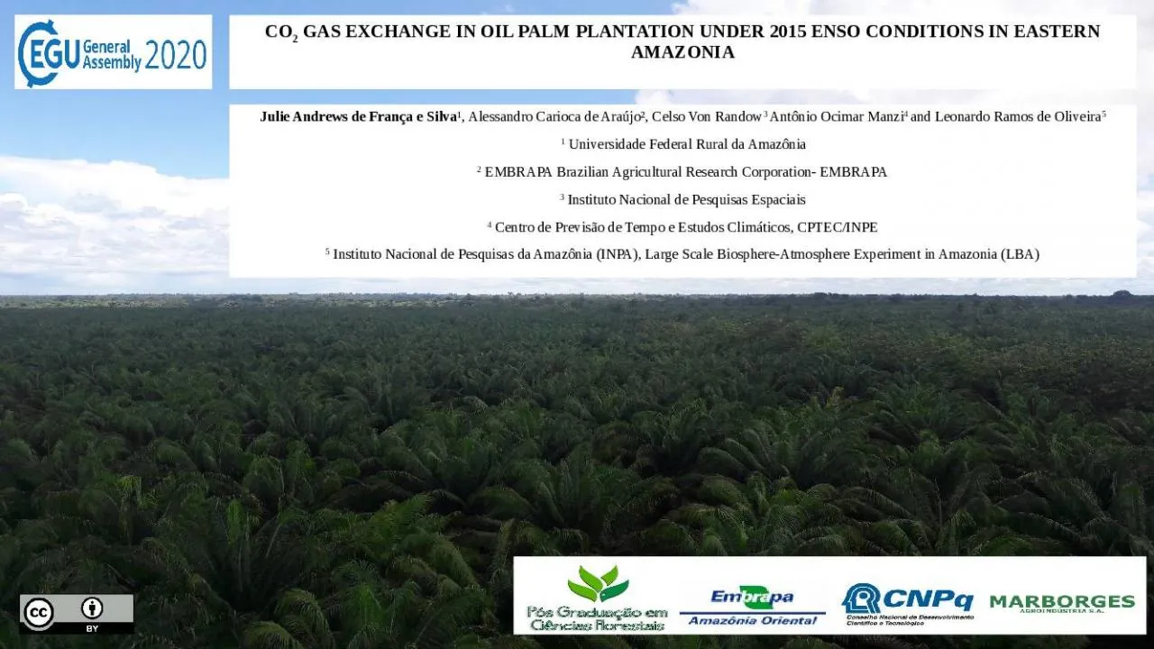 PPT-CO 2 GAS EXCHANGE IN OIL PALM PLANTATION UNDER 2015 ENSO CONDITIONS IN EASTERN AMAZONIA