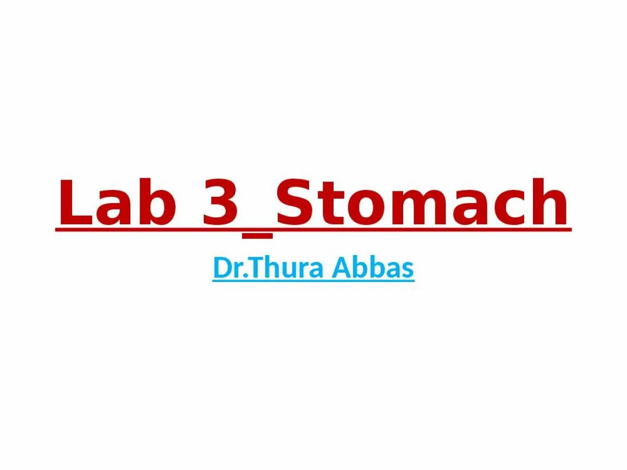 PPT-Lab 3_Stomach Dr.Thura Abbas