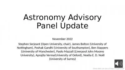 Astronomy Advisory Panel Update