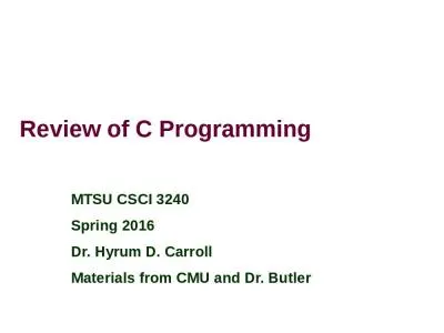 Review of C Programming MTSU CSCI 3240