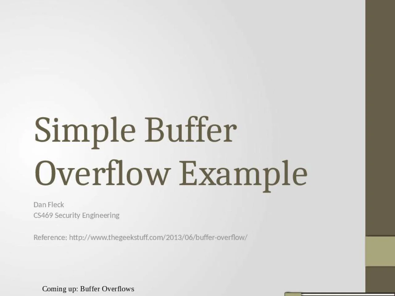 PPT-Simple Buffer Overflow Example