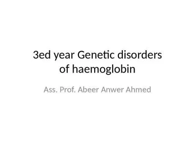 3ed year Genetic  disorders