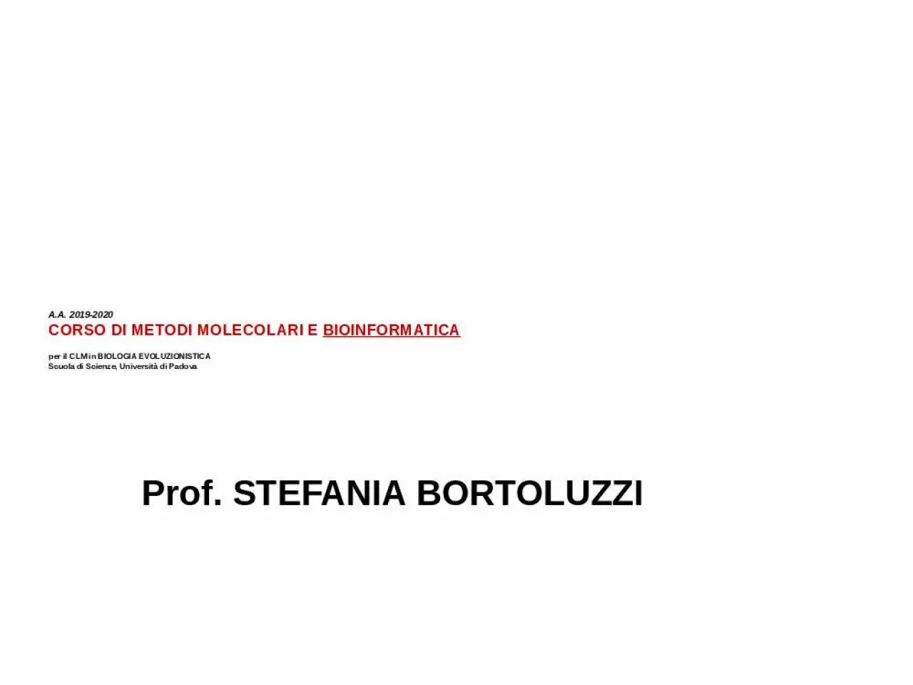 PPT-A.A. 2019-2020 CORSO DI METODI MOLECOLARI E