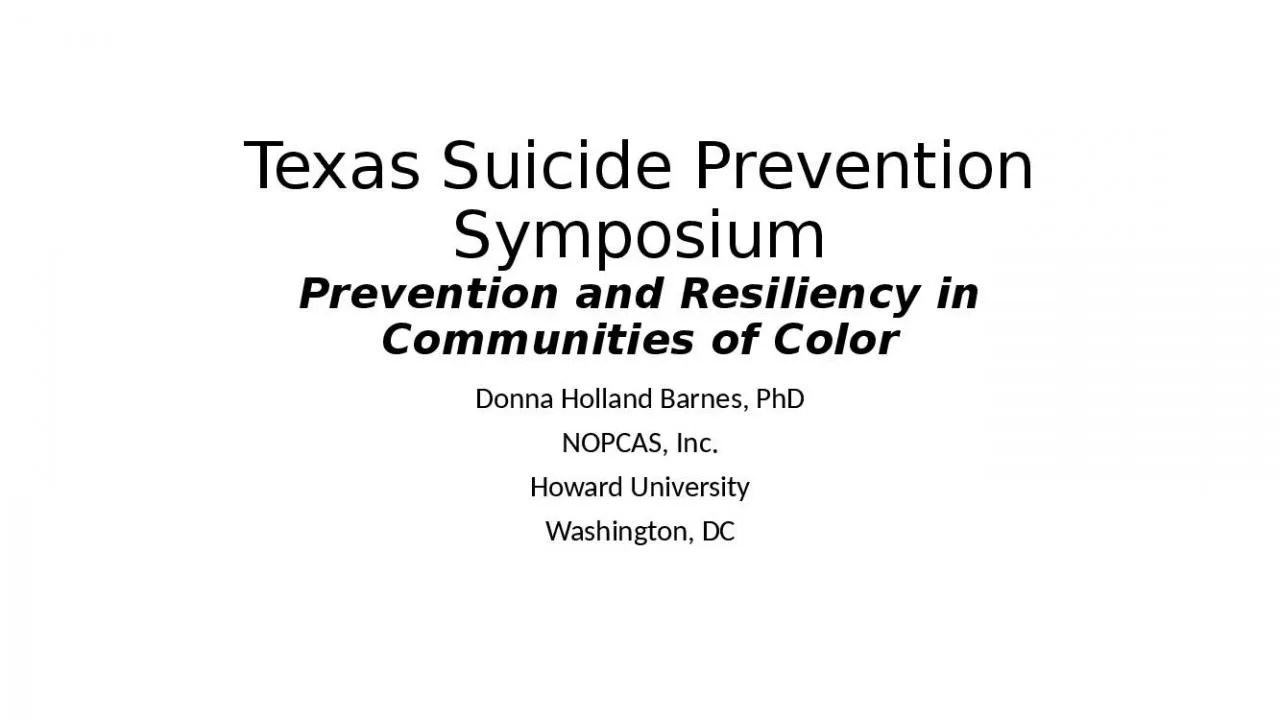 PPT-Texas Suicide Prevention Symposium