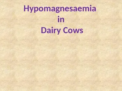 Hypomagnesaemia  in  Dairy Cows