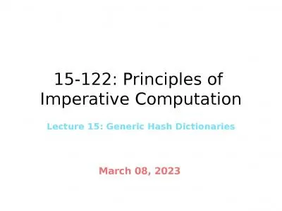 15-122: Principles of  Imperative Computation