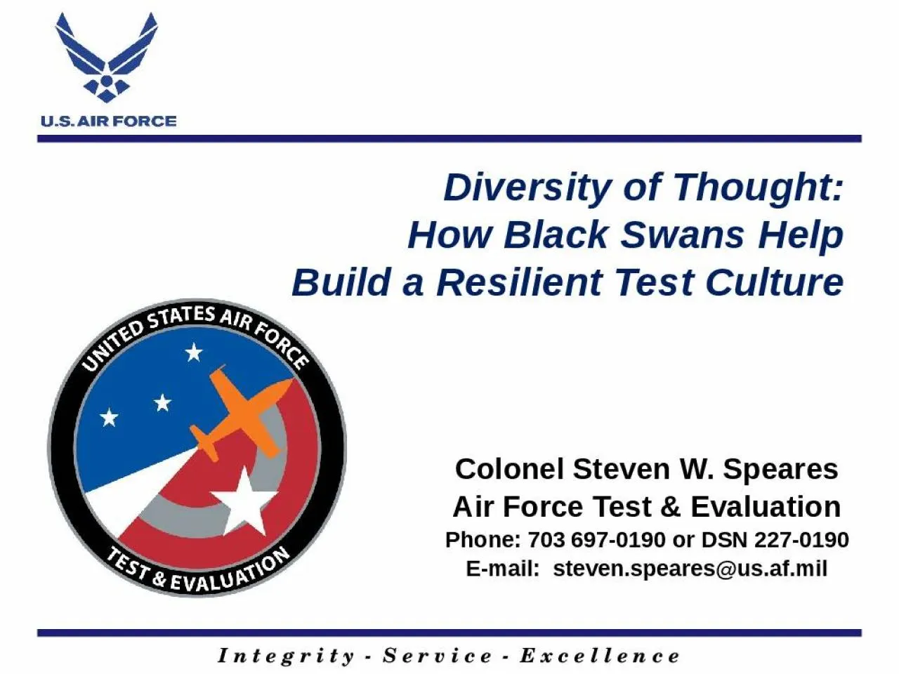 PPT-Colonel Steven W. Speares