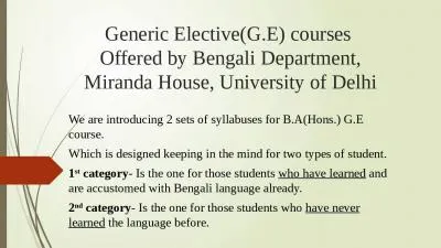 Generic Elective(G.E) courses