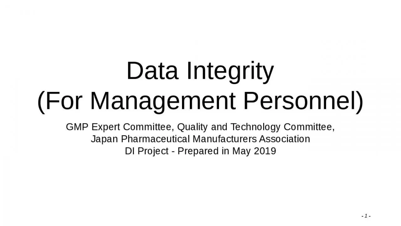 PPT-Data Integrity (For Management Personnel)