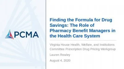 Virginia House Health, Welfare, and Institutions Committee Prescription Drug Pricing Workgroup