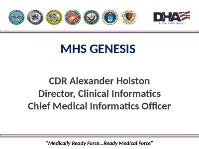 MHS GENESIS  CDR Alexander Holston