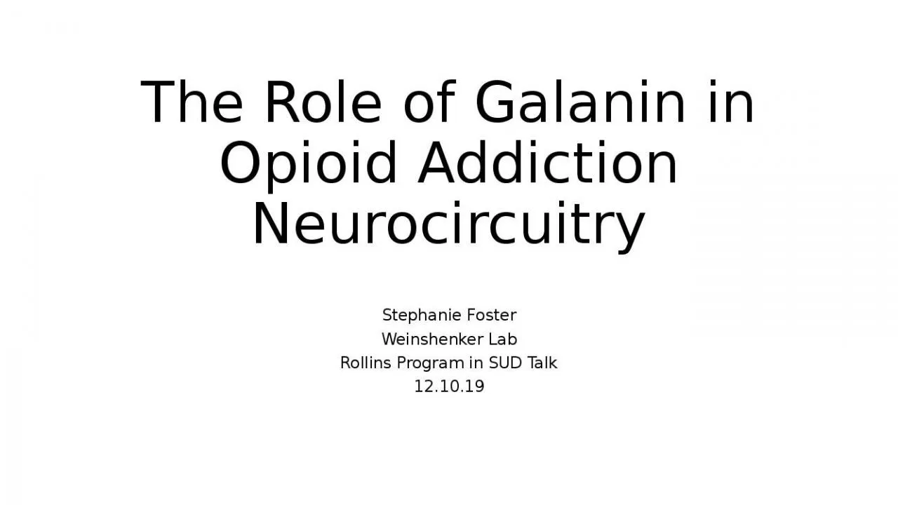 PPT-The Role of Galanin in Opioid Addiction Neurocircuitry