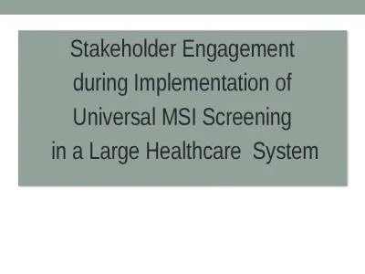 Stakeholder Engagement during Implementation of