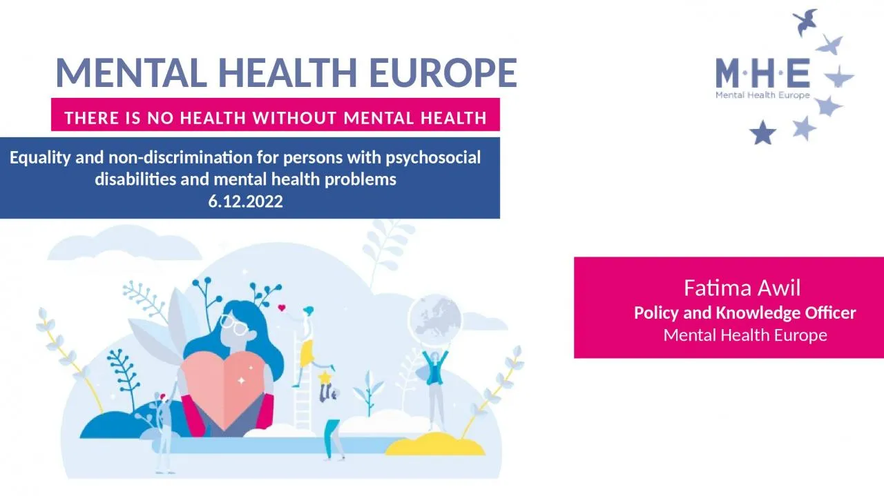 PPT-MENTAL HEALTH EUROPE THERE IS NO HEALTH WITHOUT MENTAL HEALTH