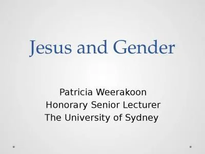 Jesus and Gender Patricia Weerakoon