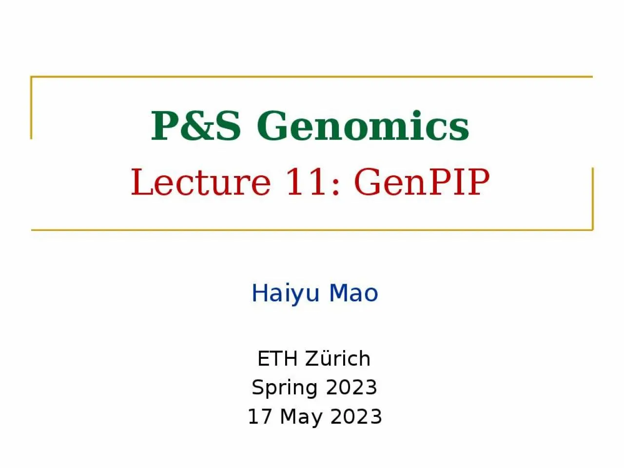 PPT-P&S Genomics Lecture 1