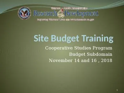 Site Budget Training Cooperative Studies Program