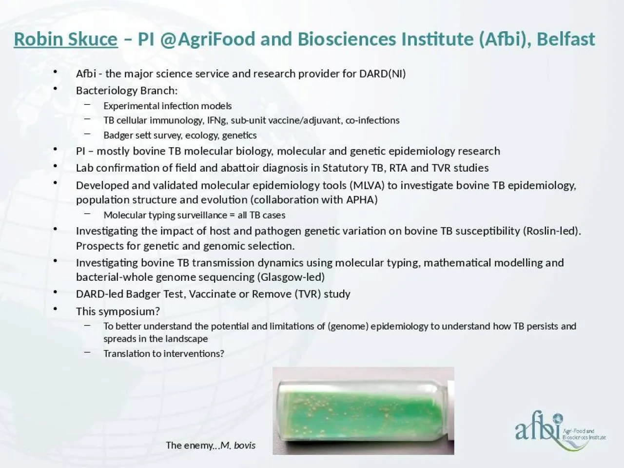 PPT-Robin Skuce – PI @ AgriFood