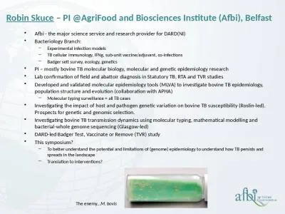 Robin Skuce  – PI @ AgriFood