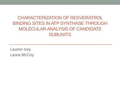 Characterization of Resveratrol Binding Sites in ATP Synthase