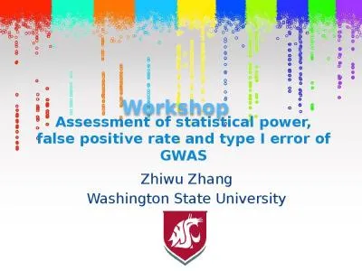 Workshop Zhiwu Zhang Washington State University