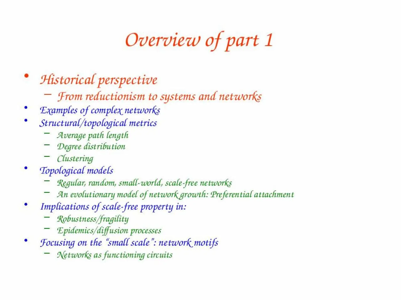 PPT-Overview of part 1 Historical perspective