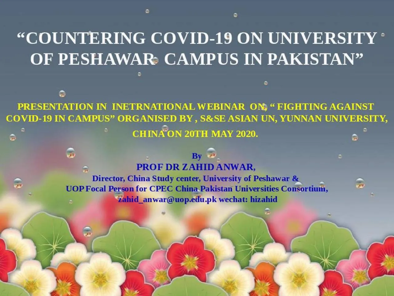 PPT-“COUNTERING COVID-19 ON UNIVERSITY OF PESHAWAR CAMPUS