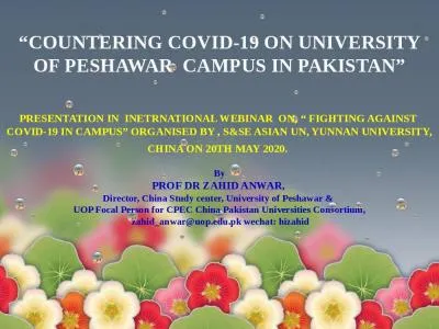 “COUNTERING COVID-19 ON UNIVERSITY OF PESHAWAR  CAMPUS