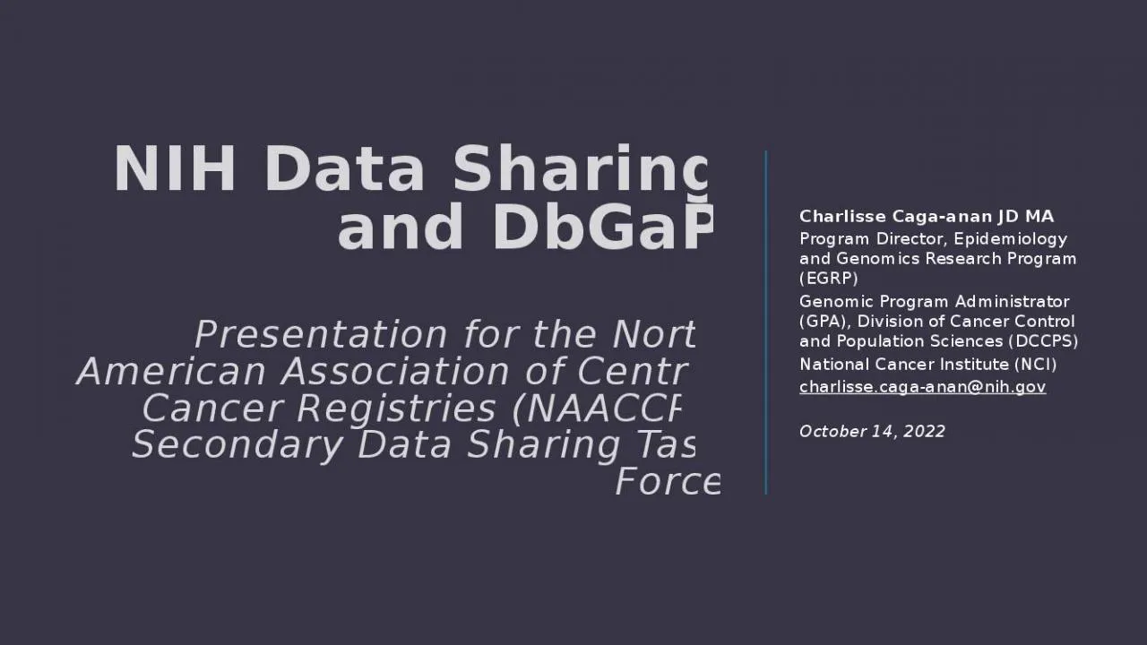 PPT-NIH Data Sharing and DbGaP