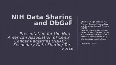 NIH Data Sharing and DbGaP