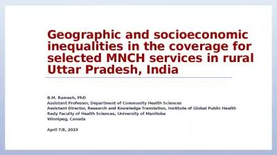 Geographic and socioeconomic inequalities in the coverage for selected MNCH services in rural Uttar