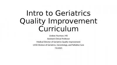 Intro to Geriatrics Quality Improvement Curriculum