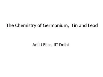 The Chemistry of Germanium,  Tin and Lead