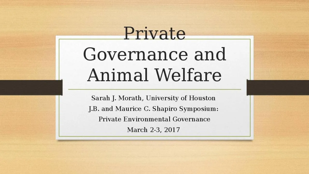 PPT-Private Governance and Animal Welfare