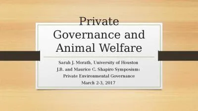 Private Governance and Animal Welfare