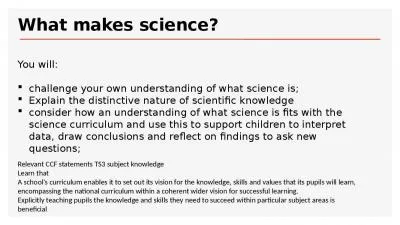 Relevant CCF statements TS3 subject knowledge