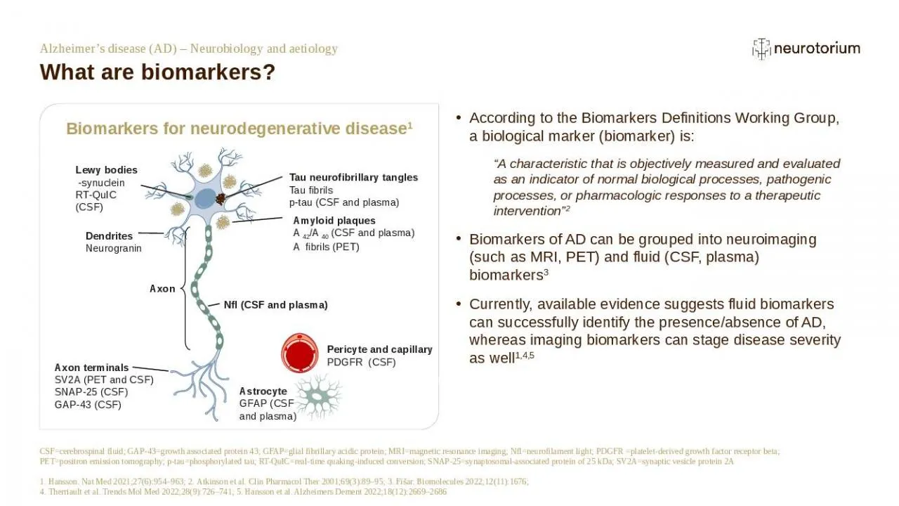 PPT-What are biomarkers? CSF=cerebrospinal fluid; GAP-43=growth associated protein 43; GFAP=glial