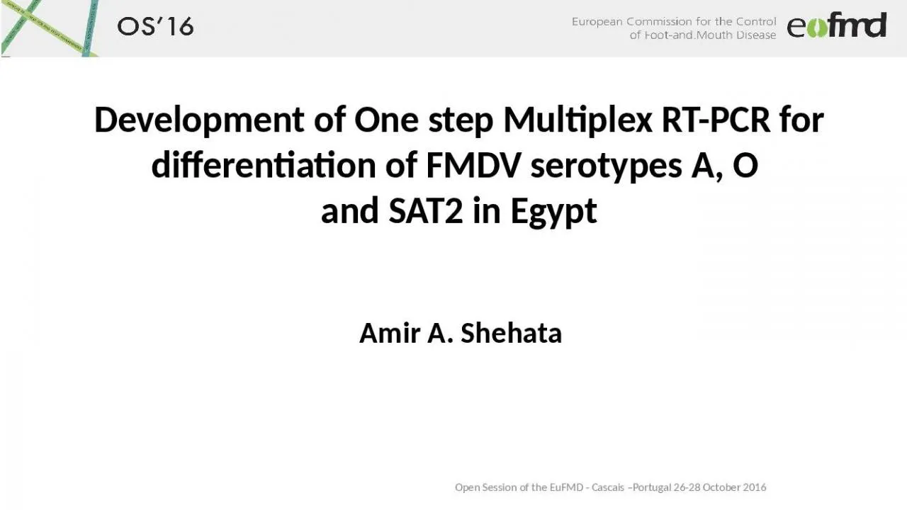 PPT-Development of One step Multiplex RT-PCR for differentiation of FMDV serotypes A, O