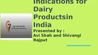 Geographical Indications for Dairy Productsin India