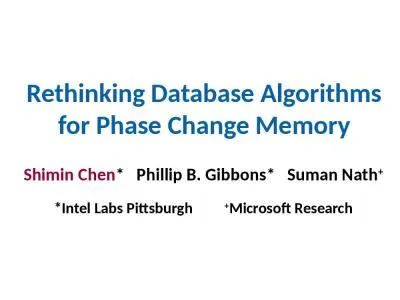 Rethinking Database Algorithms for Phase Change Memory