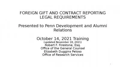 FOREIGN GIFT AND CONTRACT REPORTING