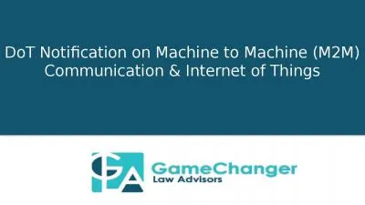 DoT Notification on Machine to Machine (M2M) Communication & Internet of Things