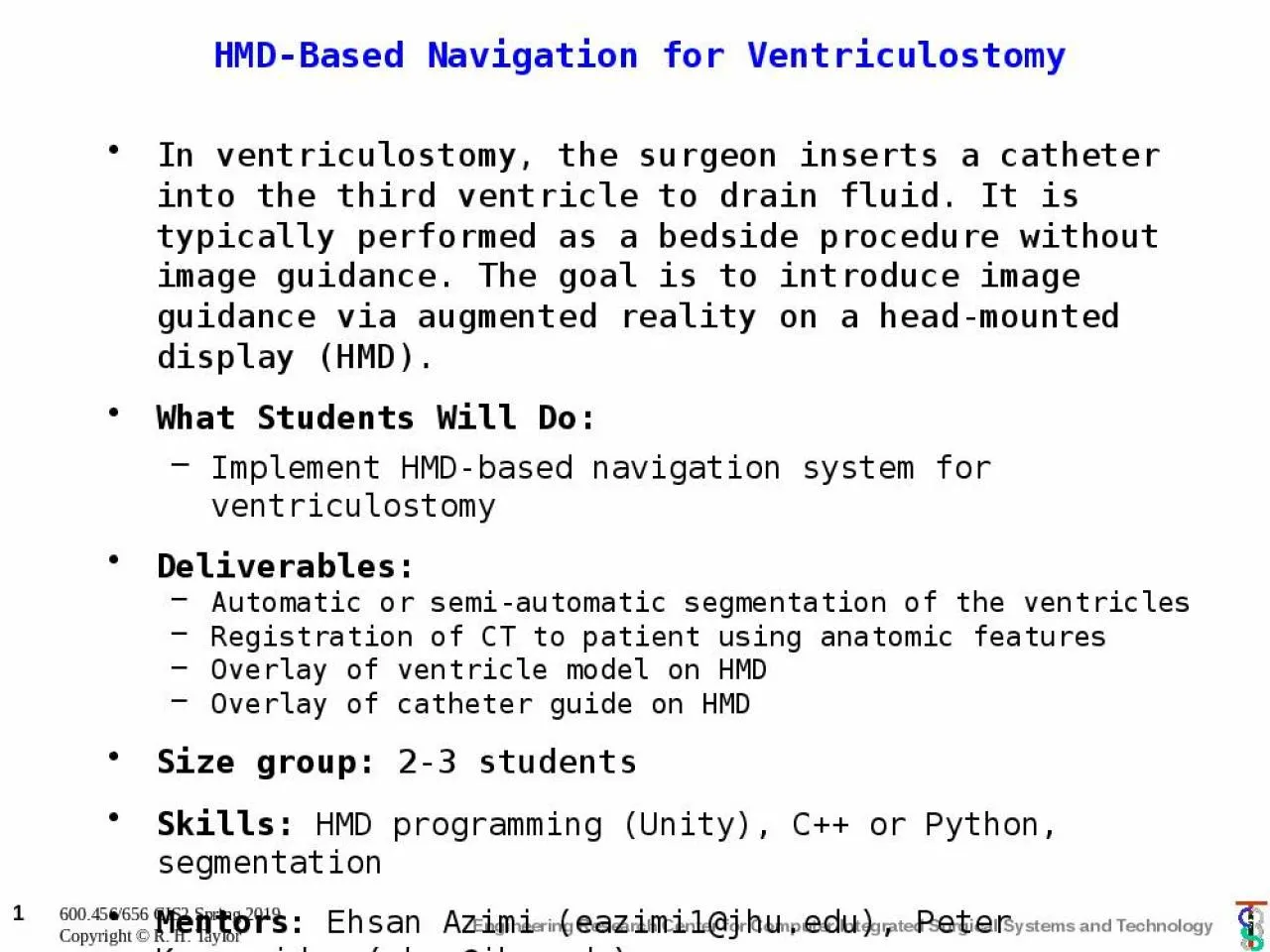 PPT-HMD-Based Navigation for