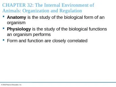 CHAPTER 32: The  Internal Environment of Animals: Organization and Regulation