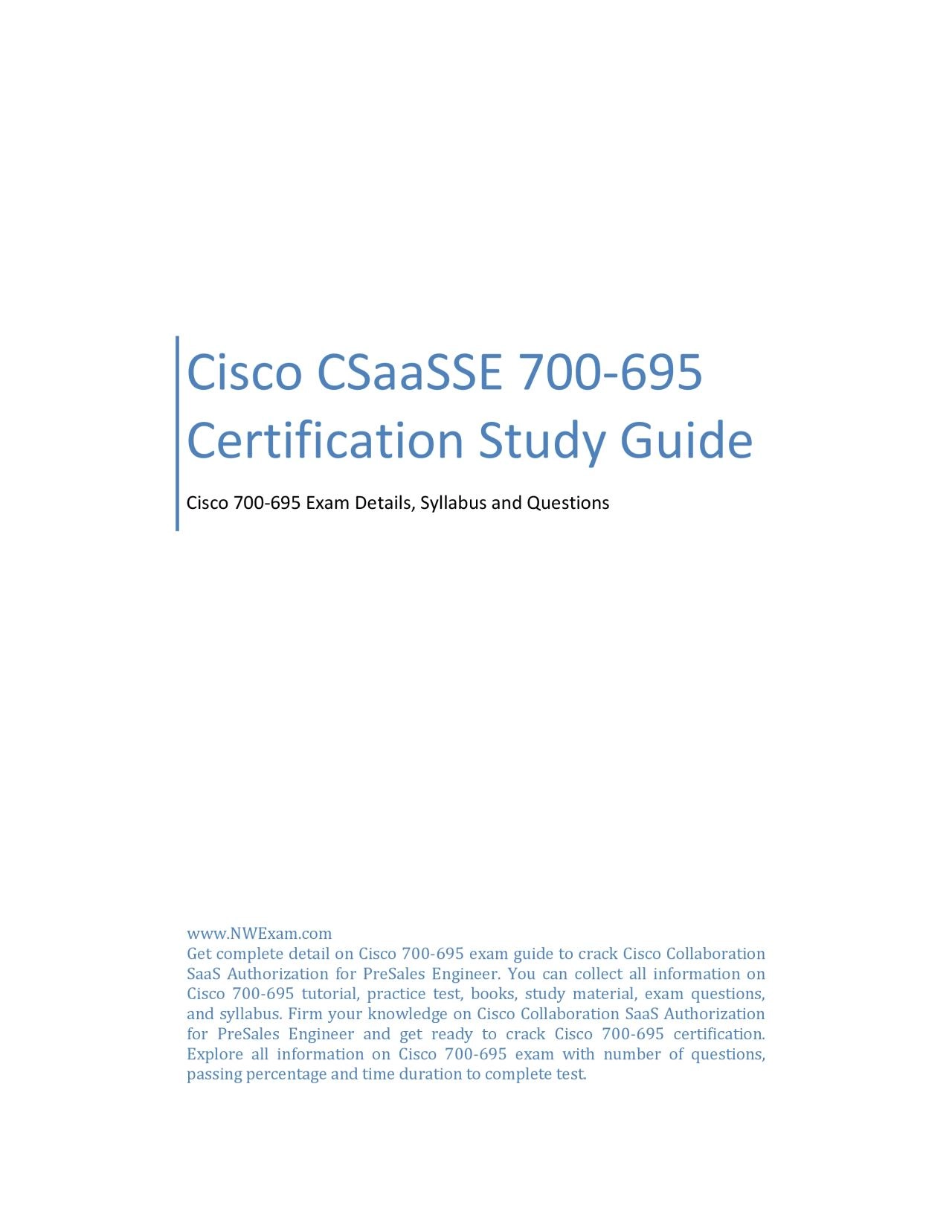 PDF-Cisco CSaaSSE 700-695 Certification Study Guide